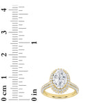 3CTW Oval Shaped Lab Grown Diamond (G/VS) Halo Accented Engagement Ring in 14K Gold