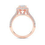 3CTW Oval Shaped Lab Grown Diamond (F/VS) Halo Accented Engagement Ring in 14K Gold