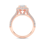 3CTW Oval Shaped Lab Grown Diamond (F/VS) Halo Accented Engagement Ring in 14K Gold