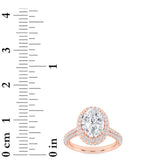 3CTW Oval Shaped Lab Grown Diamond (F/VS) Halo Accented Engagement Ring in 14K Gold