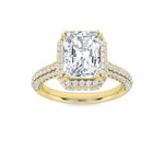 3CTW Radiant Shaped Lab Grown Diamond (F/VS) Halo Accented Engagement Ring in 14K Gold