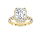 3CTW Radiant Shaped Lab Grown Diamond (F/VS) Halo Accented Engagement Ring in 14K Gold