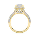 3CTW Radiant Shaped Lab Grown Diamond (F/VS) Halo Accented Engagement Ring in 14K Gold