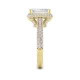 3CTW Radiant Shaped Lab Grown Diamond (F/VS) Halo Accented Engagement Ring in 14K Gold