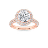 3CTW Round Shaped Lab Grown Diamond (F/VS) Halo Accented Engagement Ring in 14K Gold