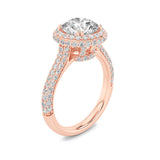 3CTW Round Shaped Lab Grown Diamond (F/VS) Halo Accented Engagement Ring in 14K Gold