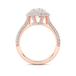 3CTW Round Shaped Lab Grown Diamond (F/VS) Halo Accented Engagement Ring in 14K Gold
