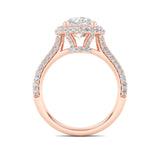 3CTW Round Shaped Lab Grown Diamond (F/VS) Halo Accented Engagement Ring in 14K Gold