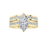 2CTW Marquise Shaped Lab Grown Diamond (F/VS) Channel Set Bridal Engagement Ring in 14K Gold