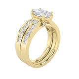 2CTW Marquise Shaped Lab Grown Diamond (F/VS) Channel Set Bridal Engagement Ring in 14K Gold
