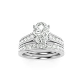 2CTW Oval Shaped Lab Grown Diamond (F/VS) Channel Set Bridal Engagement Ring in 14K Gold