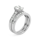 2CTW Oval Shaped Lab Grown Diamond (F/VS) Channel Set Bridal Engagement Ring in 14K Gold