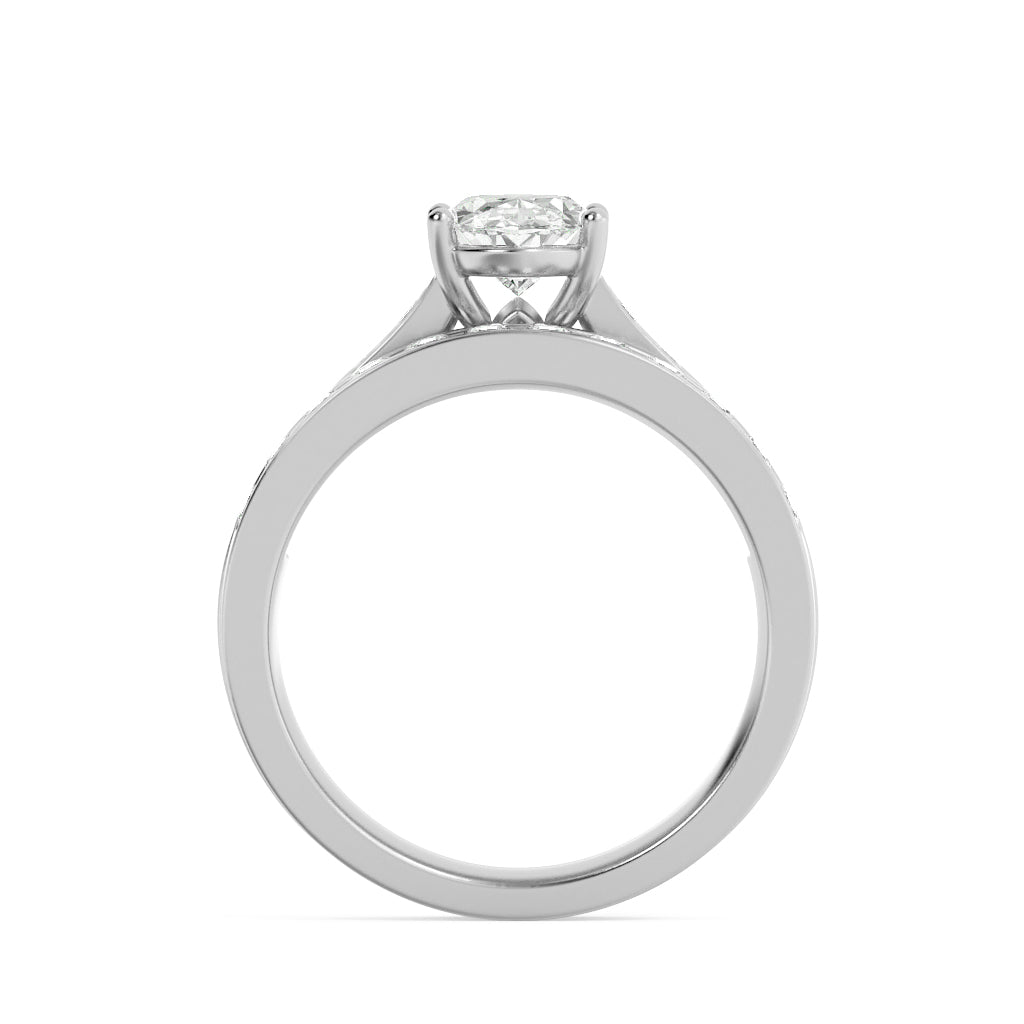 2CTW Oval Shaped Lab Grown Diamond (G/VS) Channel Set Bridal Engagement Ring in 14K Gold