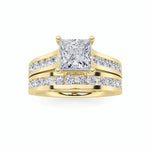 2CTW Princess Shaped Lab Grown Diamond (F/VS) Channel Set Bridal Engagement Ring in 14K Gold