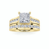 2CTW Princess Shaped Lab Grown Diamond (F/VS) Channel Set Bridal Engagement Ring in 14K Gold