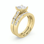 2CTW Princess Shaped Lab Grown Diamond (F/VS) Channel Set Bridal Engagement Ring in 14K Gold