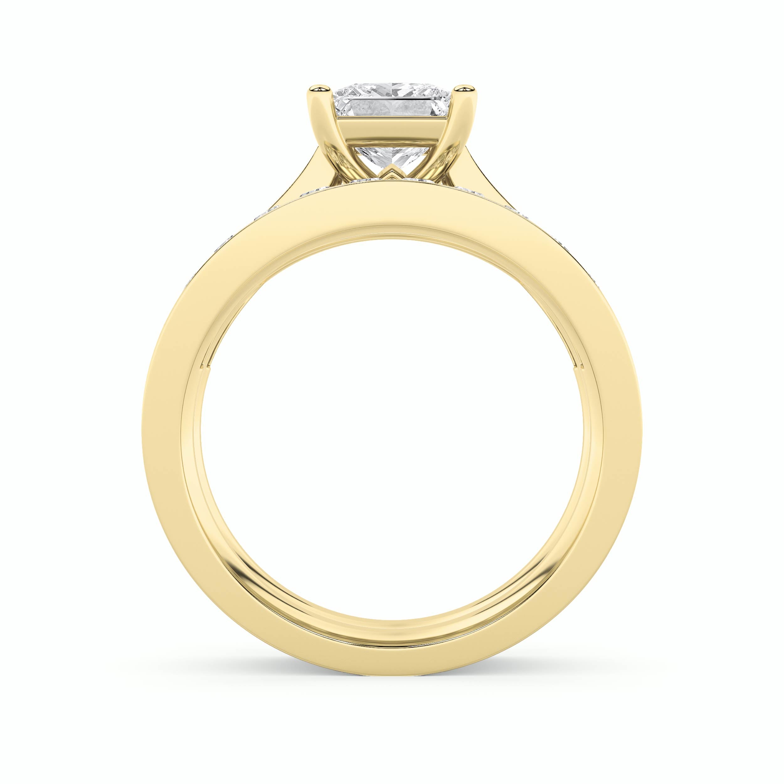 2CTW Princess Shaped Lab Grown Diamond (F/VS) Channel Set Bridal Engagement Ring in 14K Gold
