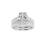 2CTW Round Shaped Lab Grown Diamond (F/VS) Channel Set Bridal Engagement Ring in 14K Gold