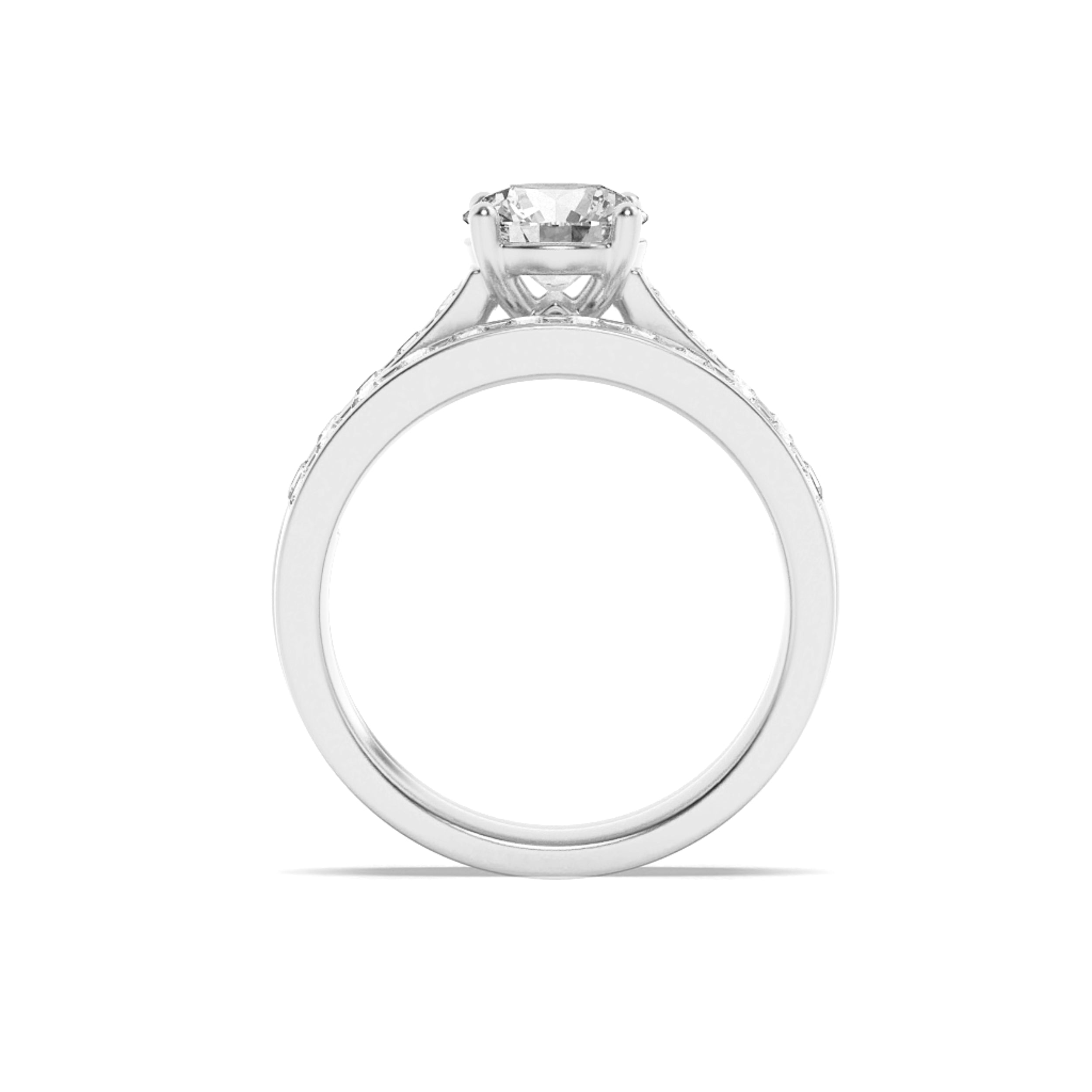 2CTW Round Shaped Lab Grown Diamond (F/VS) Channel Set Bridal Engagement Ring in 14K Gold