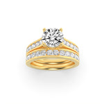 2CTW Round Shaped Lab Grown Diamond (F/VS) Channel Set Bridal Engagement Ring in 14K Gold