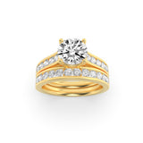 2CTW Round Shaped Lab Grown Diamond (F/VS) Channel Set Bridal Engagement Ring in 14K Gold