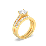 2CTW Round Shaped Lab Grown Diamond (F/VS) Channel Set Bridal Engagement Ring in 14K Gold