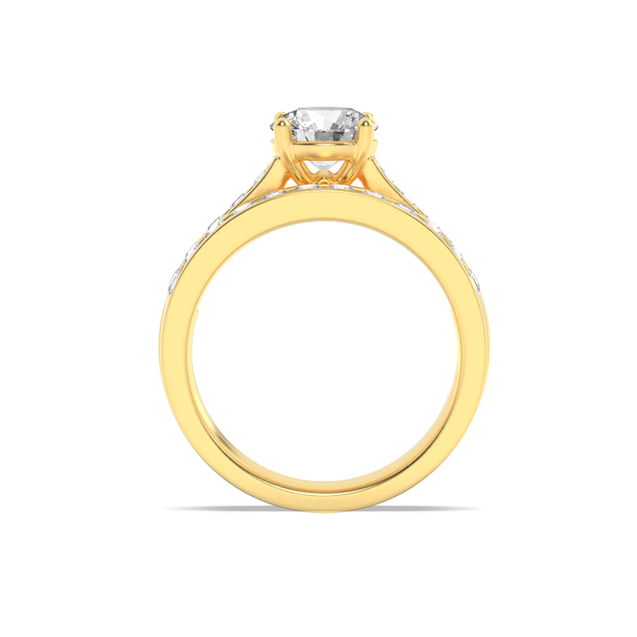 2CTW Round Shaped Lab Grown Diamond (F/VS) Channel Set Bridal Engagement Ring in 14K Gold