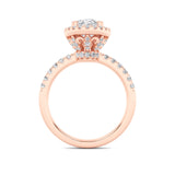 3CTW Oval Shaped Lab Grown Diamond (F/VS) Halo Accented Engagement Ring in 14K Gold