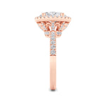 3CTW Oval Shaped Lab Grown Diamond (F/VS) Halo Accented Engagement Ring in 14K Gold