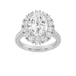 4CTW Oval Shaped Lab Grown Diamond (F/VS) Bold Classic Engagement Ring in 14K Gold