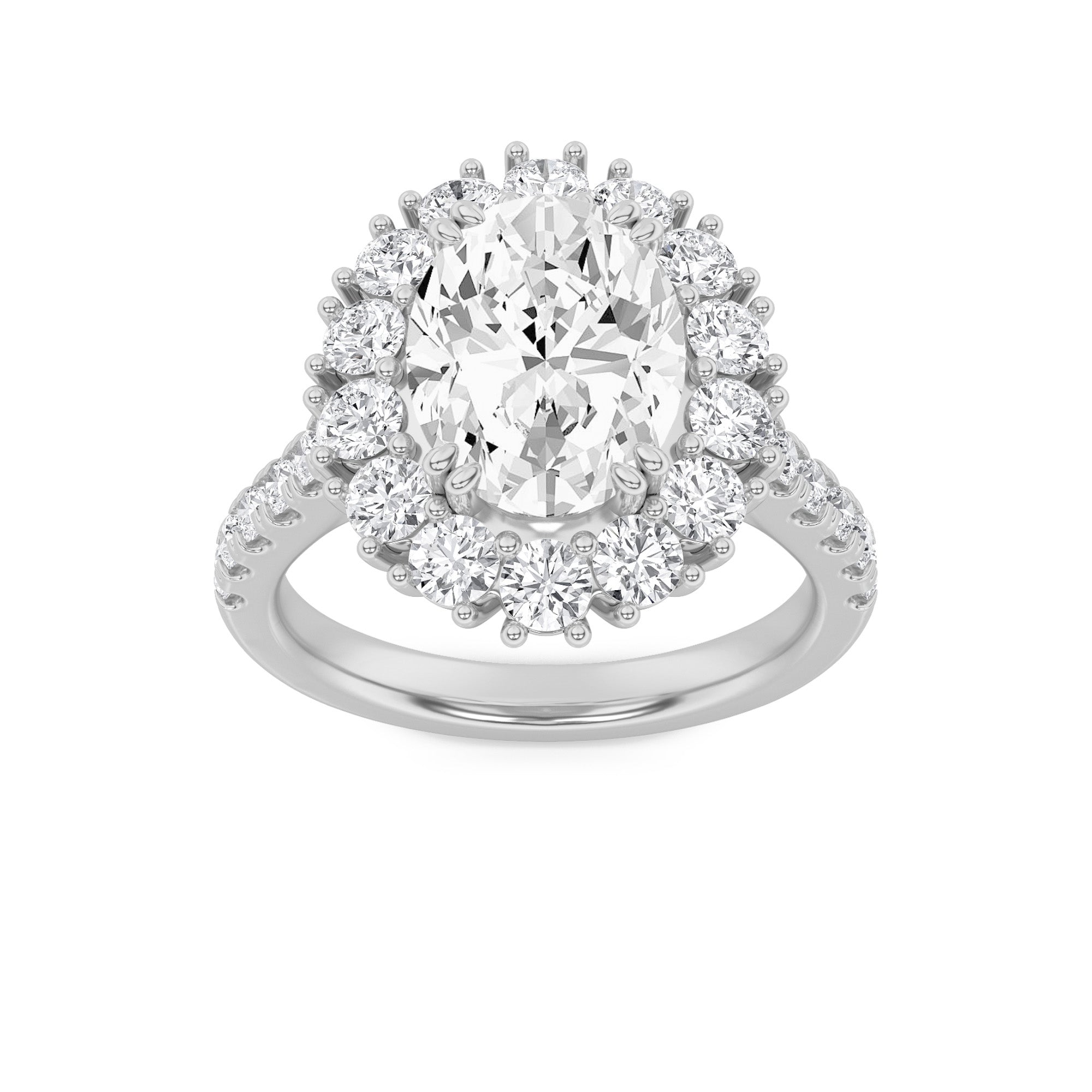 4CTW Oval Shaped Lab Grown Diamond (F/VS) Bold Classic Engagement Ring in 14K Gold