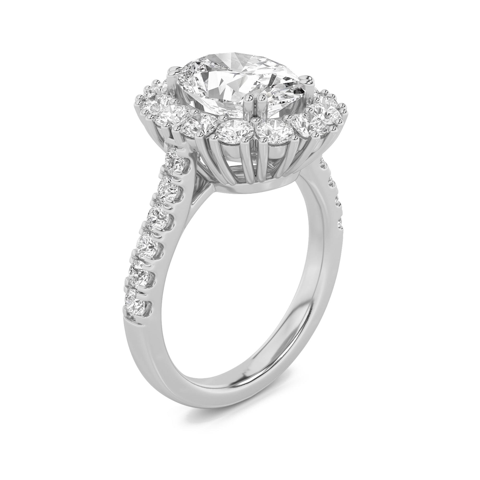 4CTW Oval Shaped Lab Grown Diamond (F/VS) Bold Classic Engagement Ring in 14K Gold