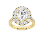 4CTW Oval Shaped Lab Grown Diamond (F/VS) Bold Classic Engagement Ring in 14K Gold