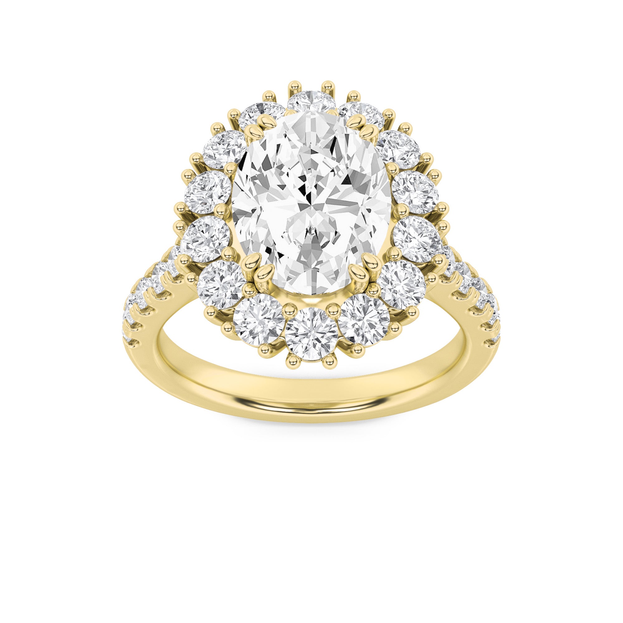 4CTW Oval Shaped Lab Grown Diamond (F/VS) Bold Classic Engagement Ring in 14K Gold