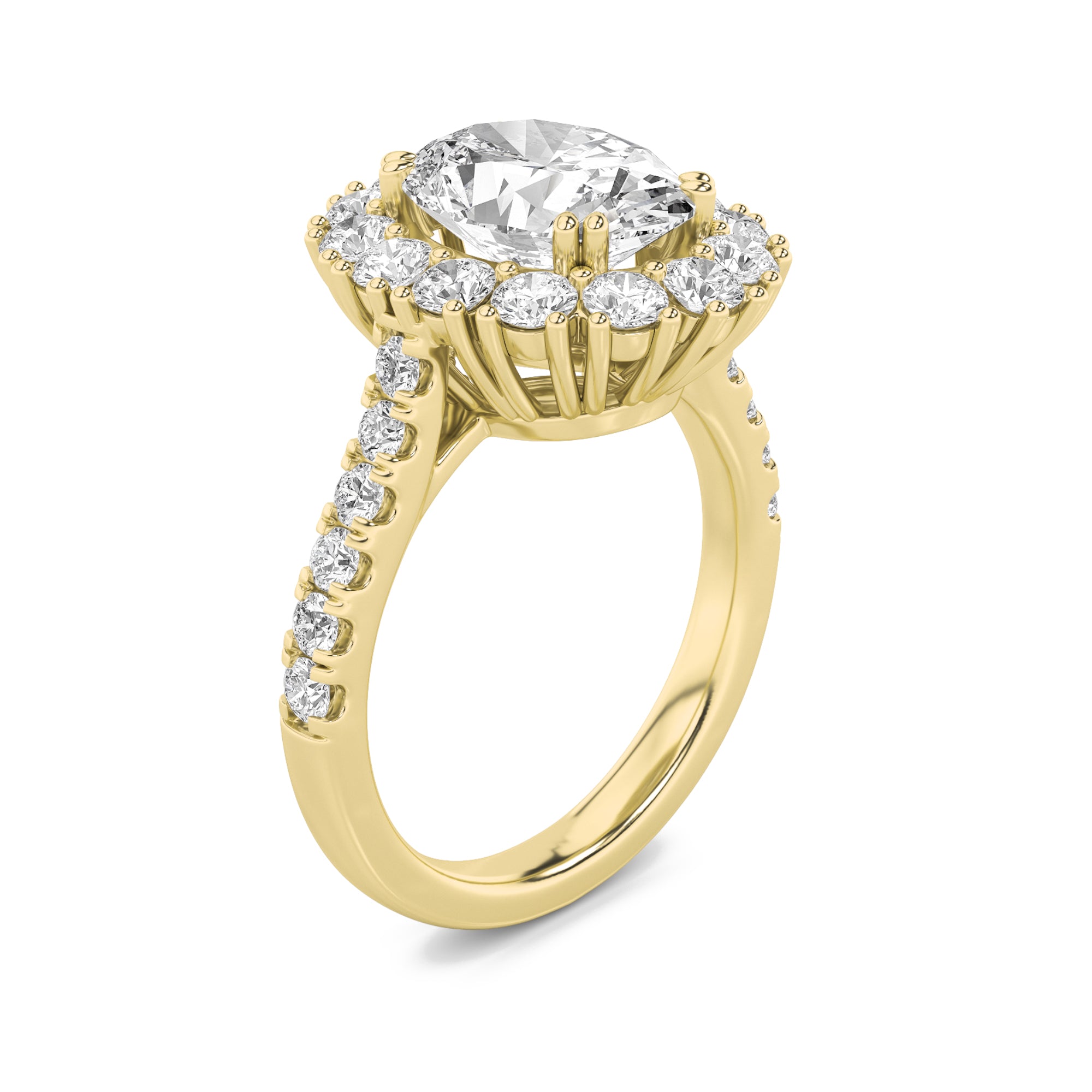 4CTW Oval Shaped Lab Grown Diamond (F/VS) Bold Classic Engagement Ring in 14K Gold