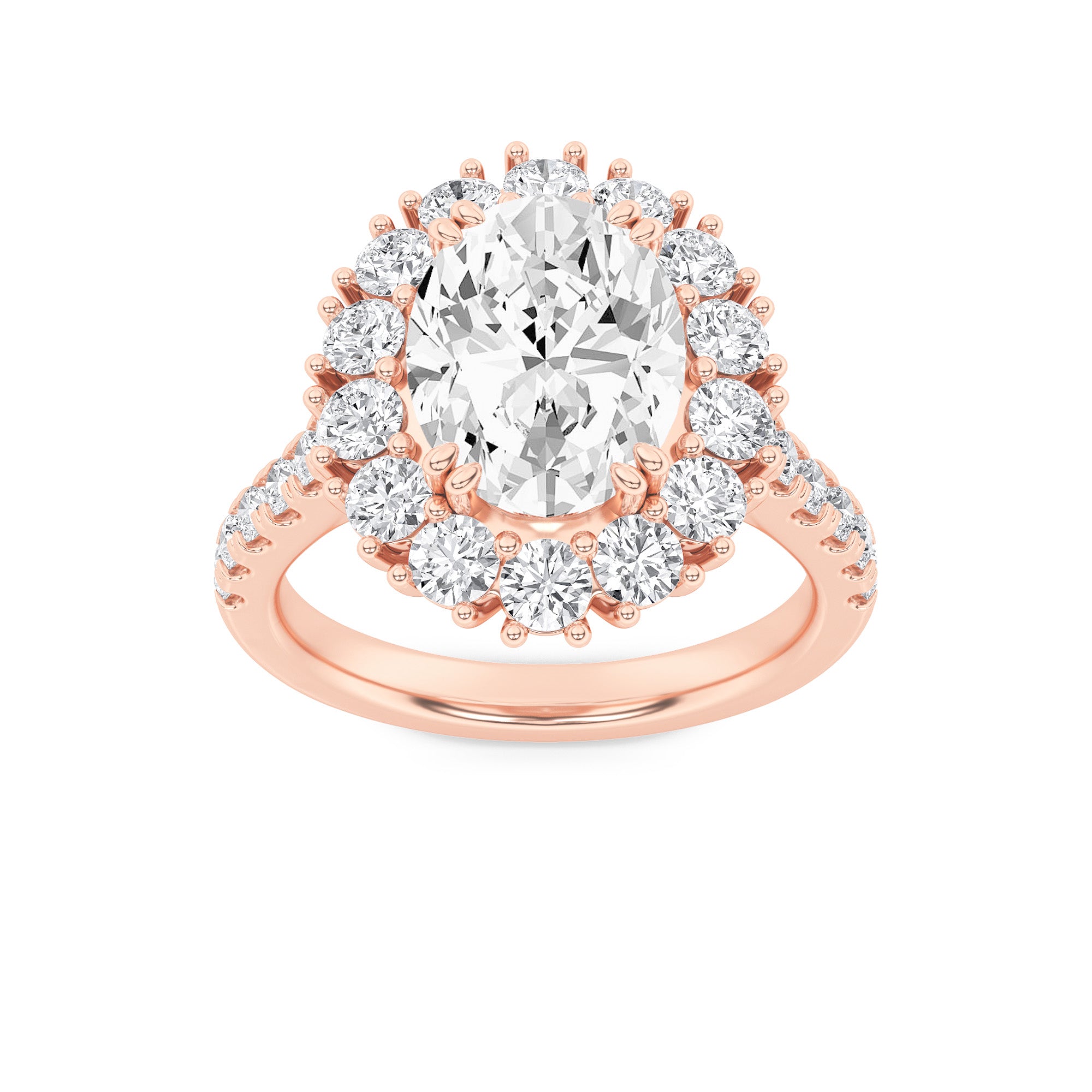4CTW Oval Shaped Lab Grown Diamond (F/VS) Bold Classic Engagement Ring in 14K Gold