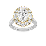 4CTW Oval Shaped Lab Grown Diamond (F/VS) Bold Classic Engagement Ring in 14K Gold