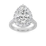 4CTW Pear Shaped Lab Grown Diamond (F/VS) Bold Classic Engagement Ring in 14K Gold