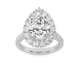 4CTW Pear Shaped Lab Grown Diamond (F/VS) Bold Classic Engagement Ring in 14K Gold