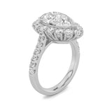 4CTW Pear Shaped Lab Grown Diamond (F/VS) Bold Classic Engagement Ring in 14K Gold