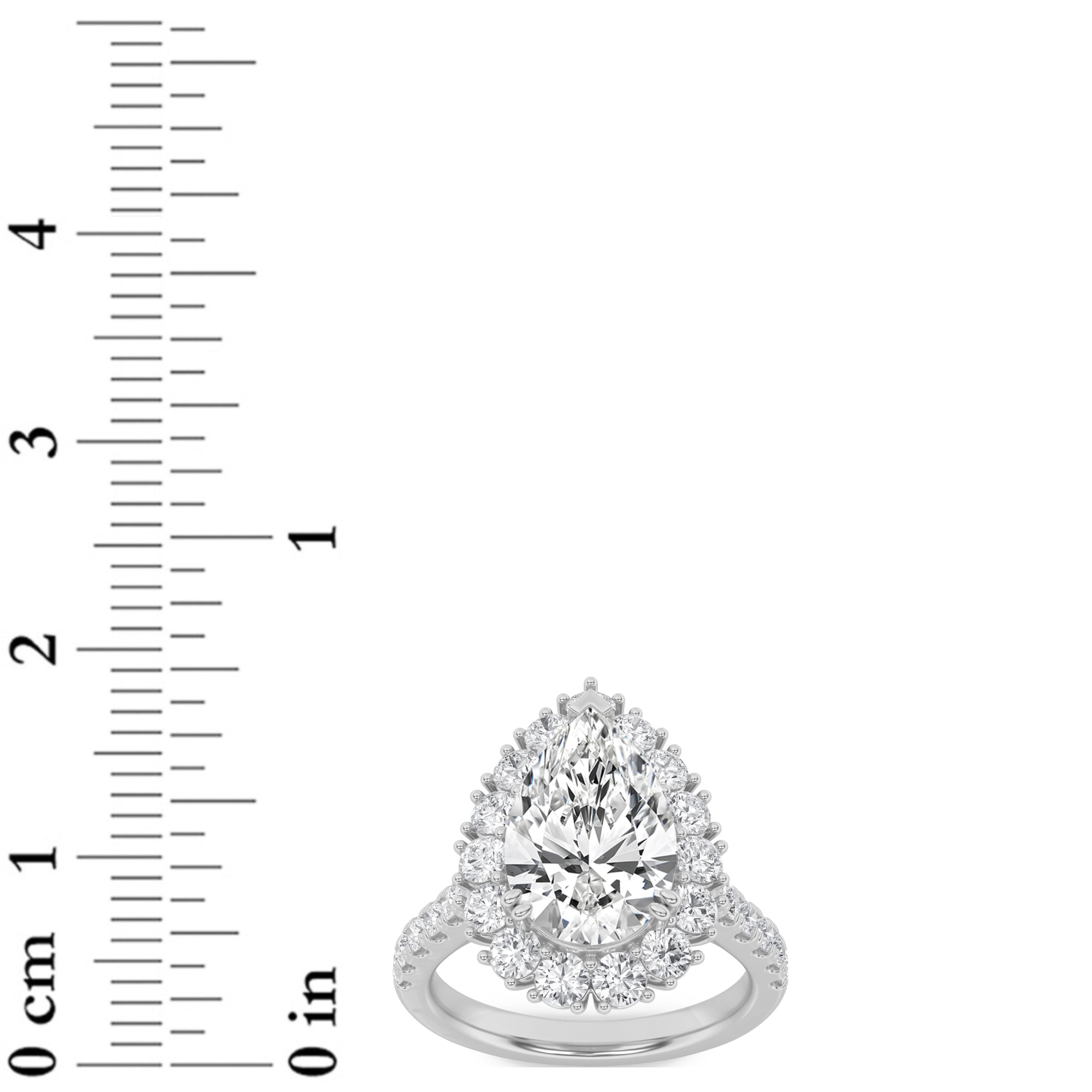 4CTW Pear Shaped Lab Grown Diamond (F/VS) Bold Classic Engagement Ring in 14K Gold