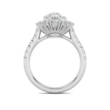 4CTW Pear Shaped Lab Grown Diamond (G/VS) Bold Classic Engagement Ring in 14K Gold