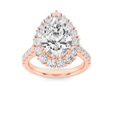 4CTW Pear Shaped Lab Grown Diamond (F/VS) Bold Classic Engagement Ring in 14K Gold