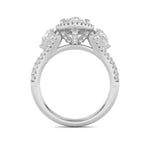 3CTW Marquise Shaped Lab Grown Diamond (F/VS) Three Stone Bold Accented Engagement Ring in 14K Gold