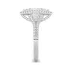 3CTW Marquise Shaped Lab Grown Diamond (F/VS) Three Stone Bold Accented Engagement Ring in 14K Gold