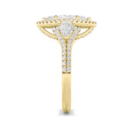 3CTW Marquise Shaped Lab Grown Diamond (G/VS) Three Stone Bold Accented Engagement Ring in 14K Gold