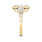 3CTW Marquise Shaped Lab Grown Diamond (G/VS) Three Stone Bold Accented Engagement Ring in 14K Gold
