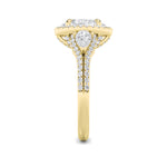 3CTW Oval Shaped Lab Grown Diamond (F/VS) Three Stone Bold Accented Engagement Ring in 14K Gold