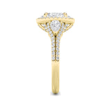 3CTW Oval Shaped Lab Grown Diamond (F/VS) Three Stone Bold Accented Engagement Ring in 14K Gold