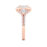 3CTW Oval Shaped Lab Grown Diamond (F/VS) Three Stone Bold Accented Engagement Ring in 14K Gold